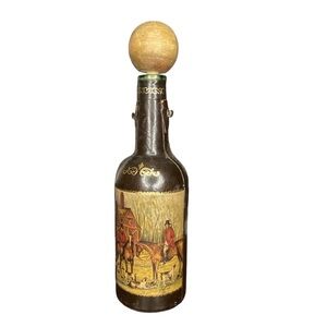 VINTAGE Brown Leather Wrapped Folk Art Decorative Bottle Stopper Rustic Decor